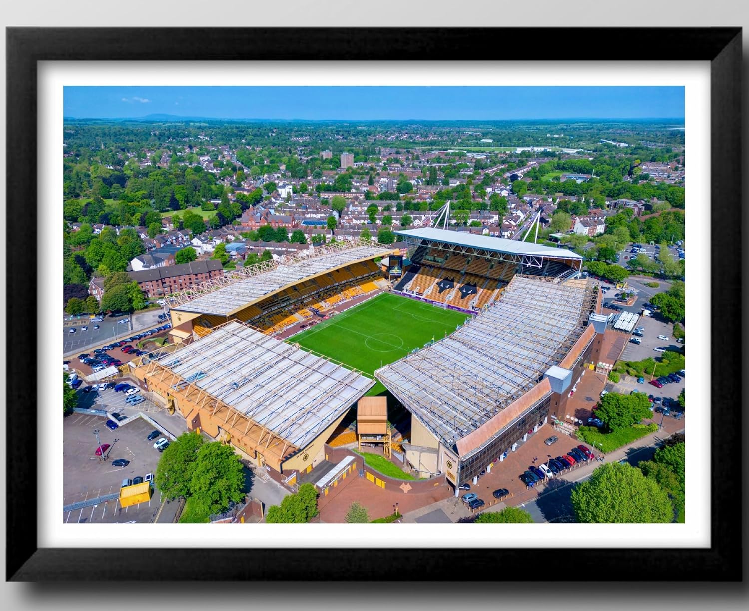 Wolverhampton Wanderers FC Gifts, Molineux Stadium Framed Print, Poster, Wall Art, Football Club Memorabilia. (Black Frame, 53cm x 43cm)