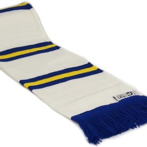 fanoriginals Retro Football Bar Scarf in Leeds Colours White Blue Yellow
