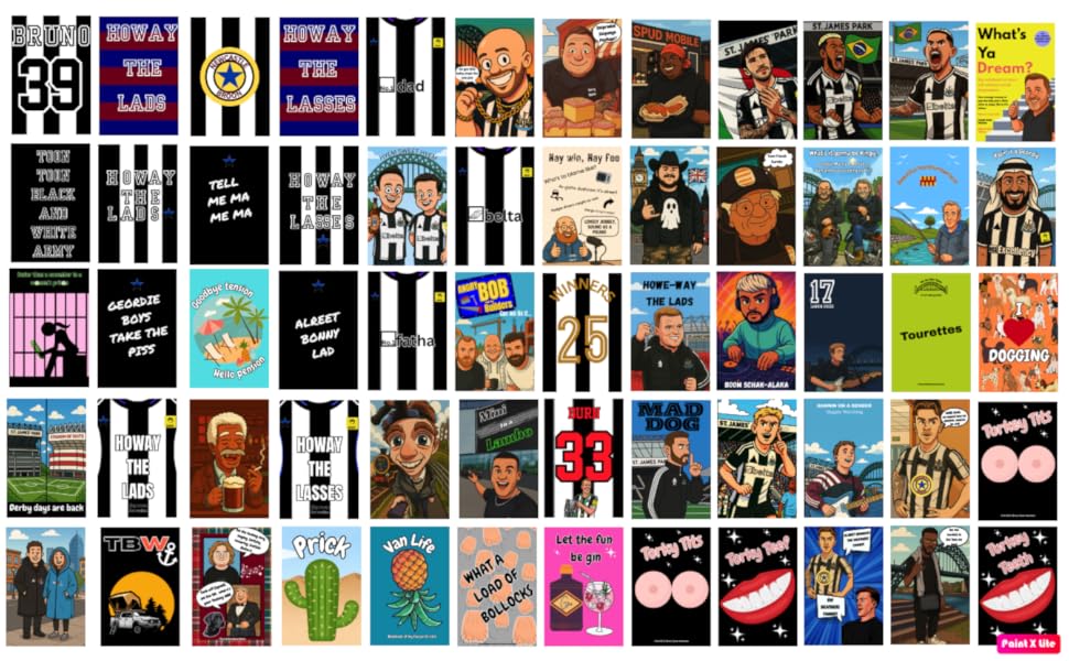 Grid display of multiple colorful sports-themed illustrations and designs, appears to be collection of jersey or uniform designs.