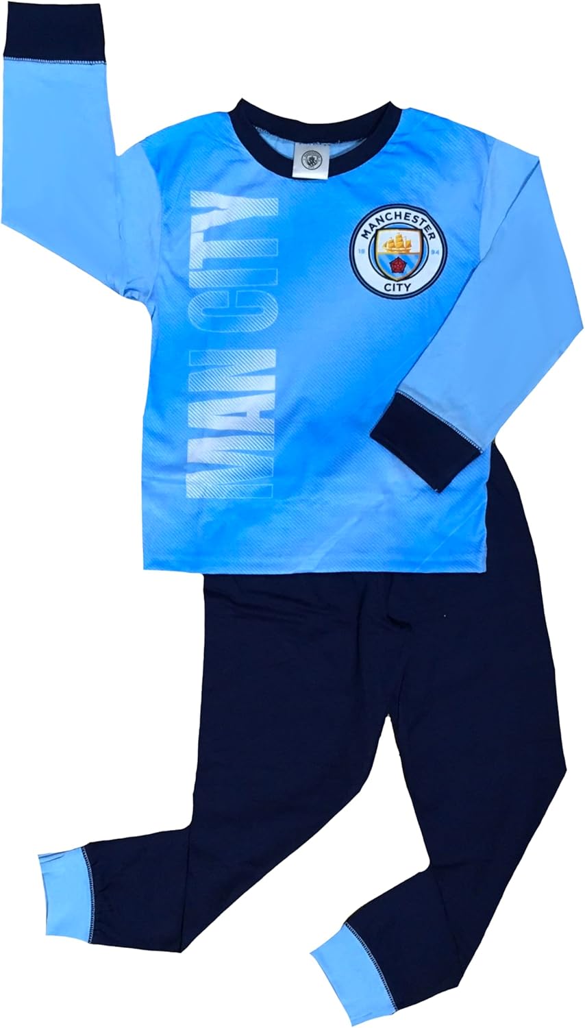 MANCHESTER CITY Boys Man City Pyjamas, Blue, Age 4-12 Years - Image 5