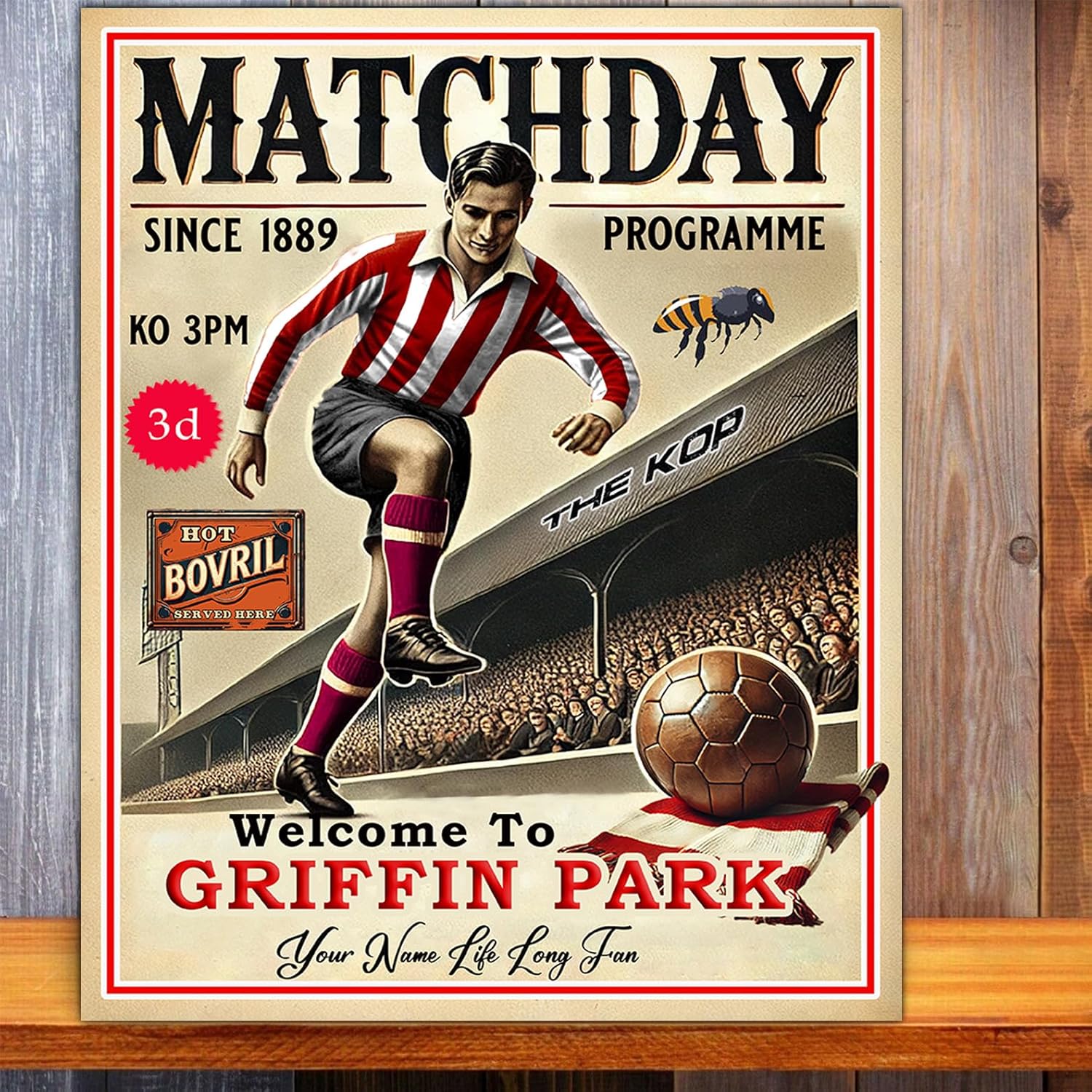 Personalised Brentford Football Metal Wall Sign, Match Day Programme, Vintage Club Retro Fan Plaque, Kick Off, Man Cave Home Bar Decor Dad Birthday Gift - PCS09 - Image 4