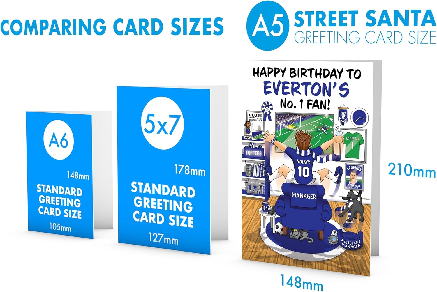 Football Birthday Card for Number 1 Everton Fan – Lots of Club Inspired Details – Large A5 Card Size – Made in the UK – For Him or Her Supporters - Image 2