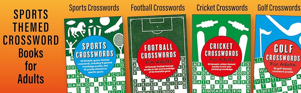 Sports Themed Crossword Books for Adults: football, cricket, golf and general sports-themed puzzles