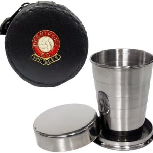 Knight 2oz Collapsible Drinking Cup with Leather Brentford Football Club Case