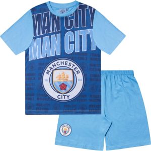 MANCHESTER CITY Boys Pyjamas Short Kids Official Football Gift