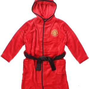 Mens Official Manchester United (Man Utd) Football Club Fleece Dressing Gown/Robe Size Medium Red