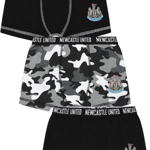Newcastle United Boys 3 Pack Football Club Boxer Shorts Cotton Boxers Multipack Trunks Kids Underwear