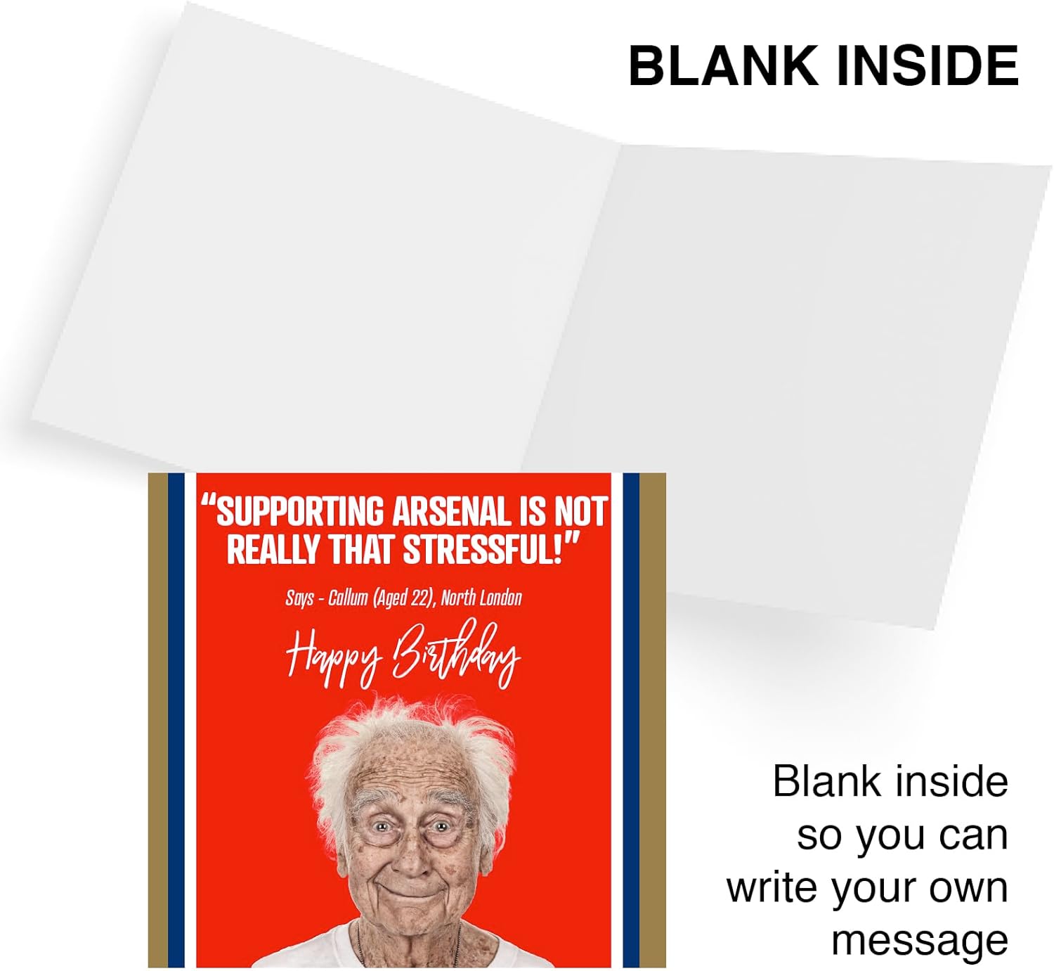 Punkcards - Arsenal Birthday Card, Funny Football Birthday Card, Arsenal FC Funny Card, Arsenal Birthday Cards for Men - Image 2