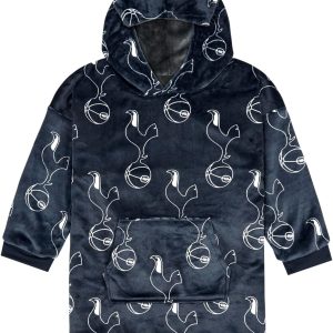 Tottenham Hotspur FC Reversible Fleece Hoodie For Kids | Boys Oversized Hooded Lounge Gown | Soft Fleece Blanket | Spurs Gift for Boys | One Size Fits All Age 7-13 Years