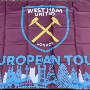 West Ham United European Tour Flag, Official Football Club Merchandise, 152 cm x 91 cm, Claret