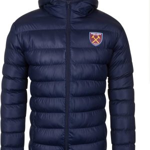 West Ham United FC Mens Quilted Jacket Hooded Winter Coat Adults Official Football Gift