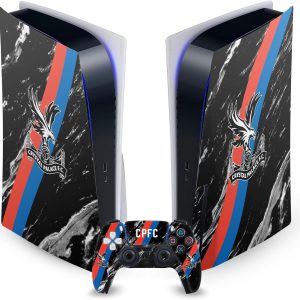 Head Case Designs Officially Licensed Crystal Palace FC Black Marble Logo Art Vinyl Faceplate Gaming Skin Decal Compatible With Sony PlayStation 5 PS5 Disc Edition Console & DualSense Controller