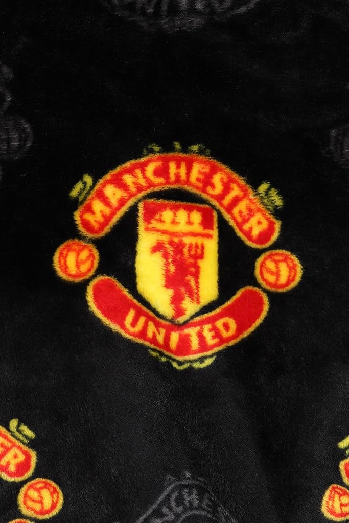 Manchester United Mens Official F.C. Dressing Gown Fleece Hooded Man Utd Robe - Image 3