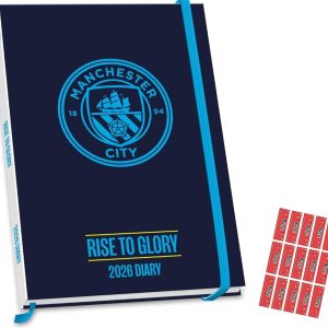 Manchester City Diary 2026 Man City A5 Hardback Calendar Diary with FREE Organisational Stickers Included