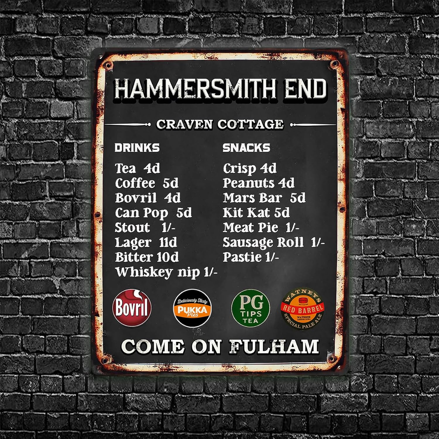 Fulham Football Metal Wall Sign, Vintage Snack Bar Terrace Plaque, Retro Club Refreshments, Man Cave Home Bar Decor Dad Birthday Gift - RBS24 - Image 5