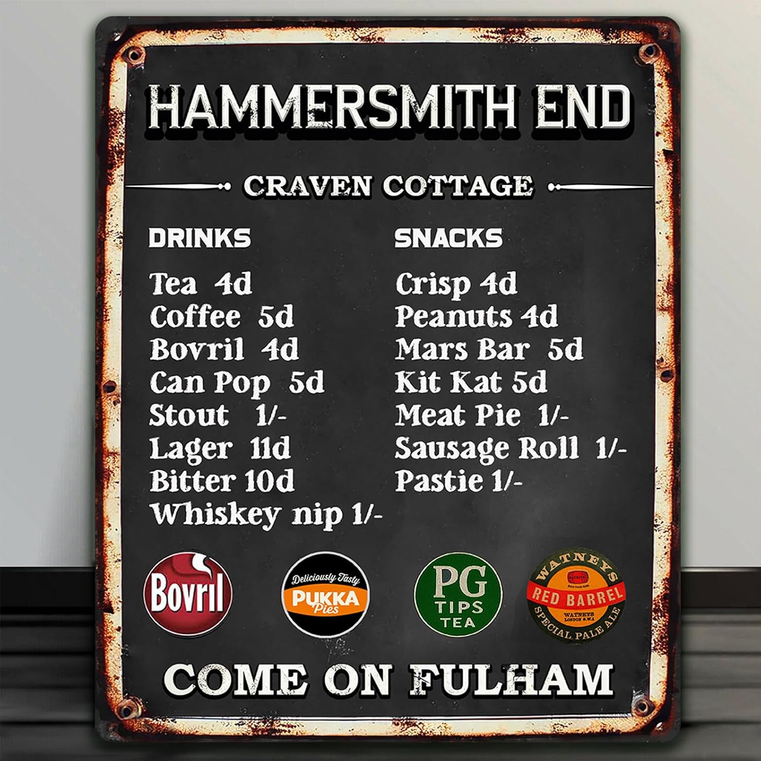 Fulham Football Metal Wall Sign, Vintage Snack Bar Terrace Plaque, Retro Club Refreshments, Man Cave Home Bar Decor Dad Birthday Gift - RBS24 - Image 7