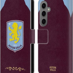 Head Case Designs Officially Licensed Aston Villa Football Club Home 2025/26 Crest Kit Leather Wallet Case Compatible With Samsung Galaxy S25