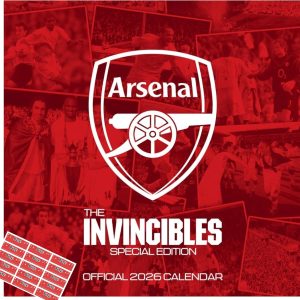 Arsenal Calendar 2026 Legends Wall Calendar Plastic Free with FREE Organising stickers included