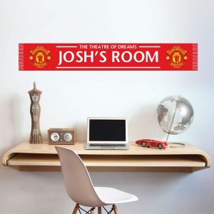 Beautiful Game Manchester United Football Club Official Personalised Scarf Wall Sticker (120cm x 20 cm)