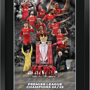 HWC Trading Liverpool Champions 2025 Premier League Winners Gifts Printed Signed Autograph Picture for Football Fans and Supporters - A3 Framed