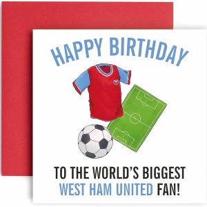 Huxters Football Cards for West Ham United Fans – Happy Birthday Card for Dad, Husband, Grandad, Brother, Son – Men Birthday Card for him - Football Themed Illustrations 14.8cm (West Ham United)