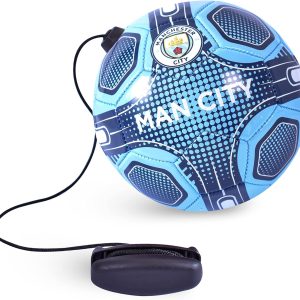 Hy-Pro Officially Licensed Manchester City F.C. Size 2 Skills Trainer - Solo Practice Training Aid, Black & White, One Size, Unisex for Kids and Adults, Great Football Gift Idea