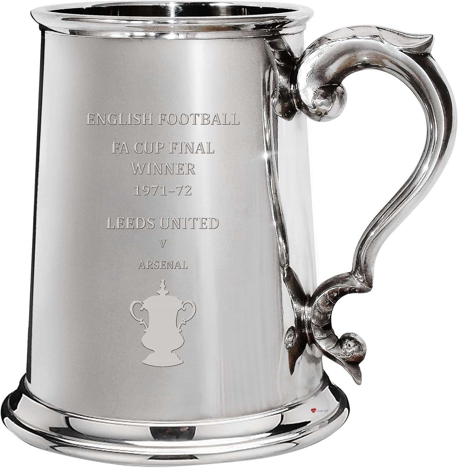 I LUV LTD 1 Pint Tankard for Leeds United FA Cup Winner 1971-72, Pewter Beer Mug