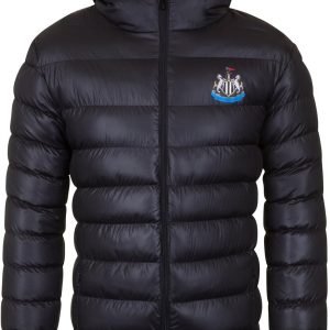 Newcastle United F.C. Mens Quilted Jacket Hooded Winter Coat Adults Official Football Gift