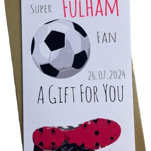 WHITE COTTON CARDS 1 X PERSONALISED BIRTHDAY MONEY WALLET - Fulham The Cottagers FC Football Club (P-WBW-F73)