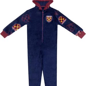 West Ham United FC Boys Pyjamas All-In-One Loungewear Kids OFFICIAL Gift
