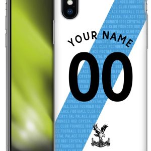 Head Case Designs Officially Licensed Custom Customised Personalised Crystal Palace Football Club Away 2023/24 Kit Soft Gel Case [Military Grade Protection] Compatible With Apple iPhone X/iPhone XS