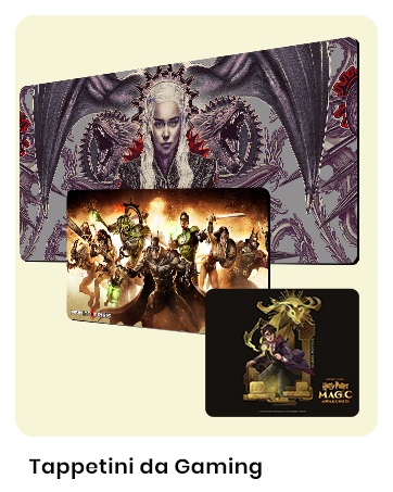 Gaming mouse pad set featuring fantasy artwork. Includes large desk pad with skull imagery and smaller mouse pad with character illustration.