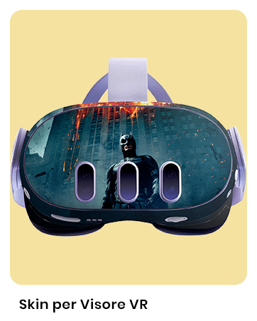 Decorative skin cover for VR headset visor featuring a dark cityscape design with accent lighting effects on a yellow background.
