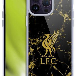 Head Case Designs Officially Licensed Liverpool Football Club Black & Gold Marble Crest & Liverbird Patterns 1 Soft Gel Case Compatible With Apple iPhone 14 Pro Max