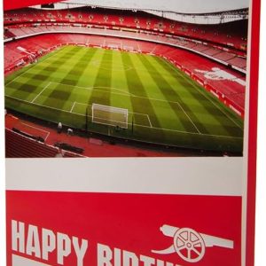 Arsenal Football Club Birthday Card. Comes with Stickers to Personalise your Age and Name, Red