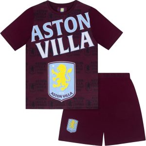 Aston Villa Boys Short Pyjamas - Official Kids Football Gift