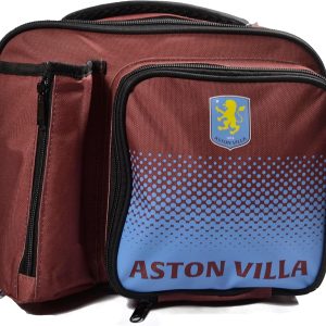 FOCO Aston Villa Official Lunch Bag with Bottle Holder, Claret and Blue, Fade Design