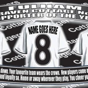 Fulham Personalised Football Shirt Silver Aluminium Two Lid Unisex Water Bottle Gift