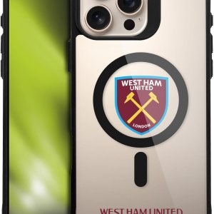 Head Case Designs Officially Licensed West Ham United FC Crest Logotype Logo Icon Black Shockproof Bumper Case [Military Grade Protection] Compatible with and Compatible with MagSafe Apple iPhone 16