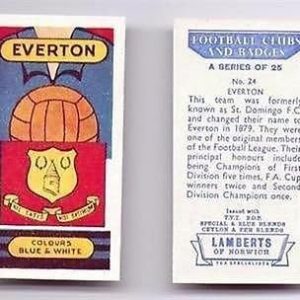 LAMBERTS 1958 Football Club and Badges cigarette card - Everton FC