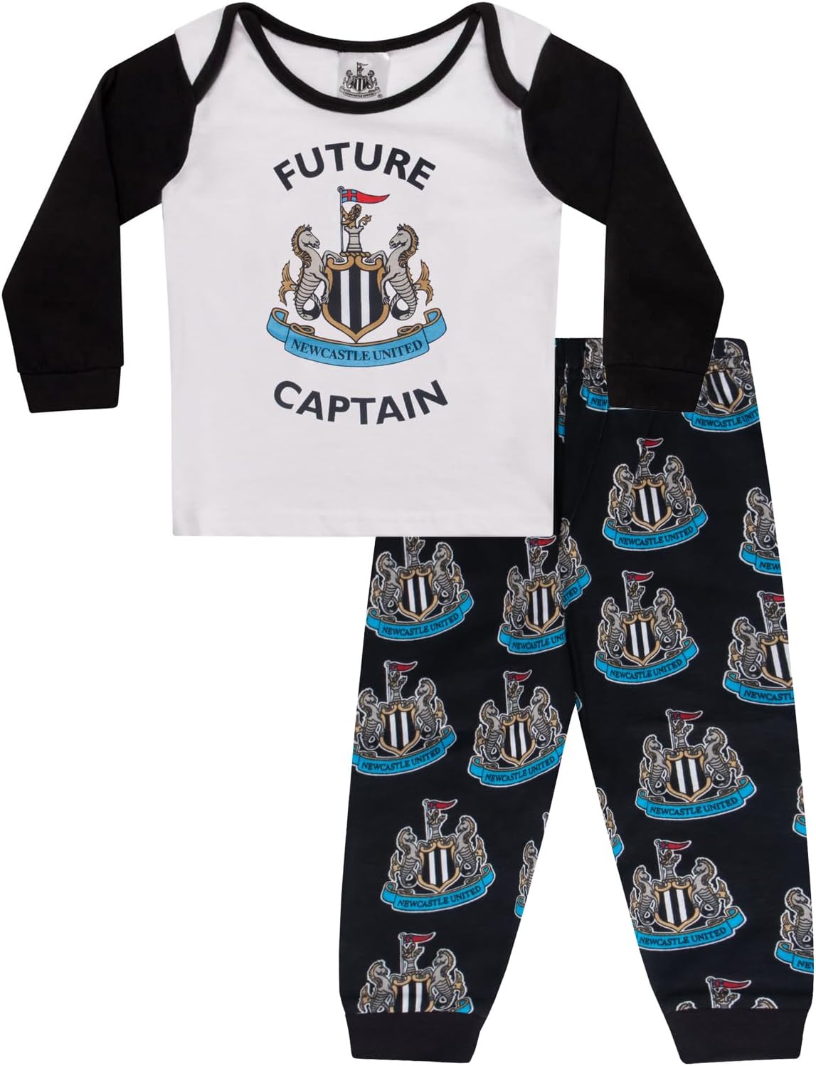 Newcastle United FC Official Football Gift Boys Kids Baby Pyjamas 6-9 Months Black