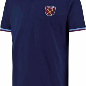 West Ham United FC Mens Polo Shirt, Official West Ham Football Crest Polo, Mens Hammers Crest Shirt, WHU Supporters Top