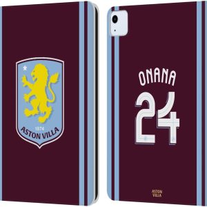 Head Case Designs Officially Licensed Aston Villa Football Club Amadou Onana 2024/25 Crest Player Kit Leather Book Wallet Case Cover Compatible With Apple iPad Air 11 2020/2022/2024