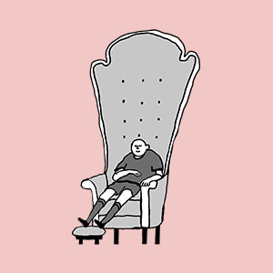 Simple line drawings on pink background showing step-by-step illustration of a process involving dots and curved lines in a sequence of three panels.