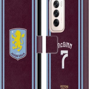 Head Case Designs Officially Licensed Aston Villa Football Club John McGinn 2024/25 Crest Player Kit Leather Book Wallet Case Cover Compatible With OPPO Reno12 5G
