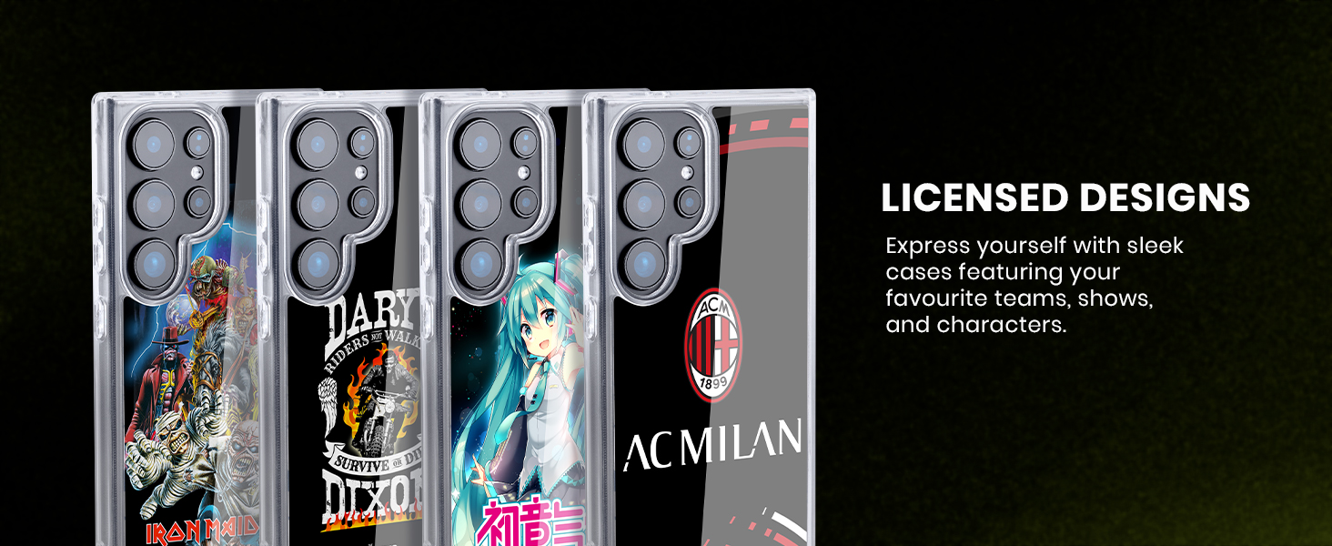 Four silver lighters with colorful graphic designs featuring sports teams and characters. Text indicates these are licensed designs for expressing team loyalty.