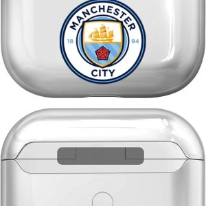 Head Case Designs Officially Licensed Manchester City Man City FC Plain Badge Logo Clear Hard Crystal Cover Compatible With Apple AirPods Pro Charging Case