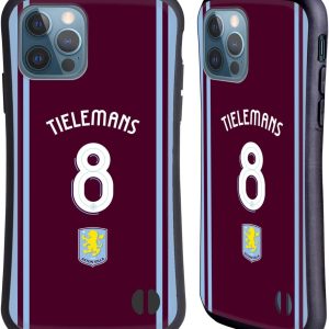 Head Case Designs Officially Licensed Aston Villa Football Club Youri Tielemans 2024/25 Crest Player Kit Hybrid Case Compatible With Apple iPhone 12 / iPhone 12 Pro