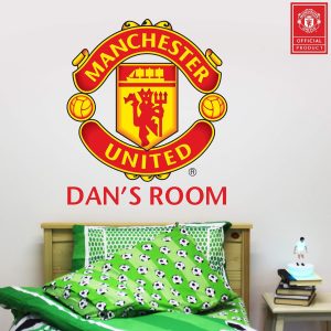 Beautiful Game Manchester United Football Club Official Personalised Name and Crest Sticker Decal Wall Art (120cm)