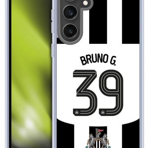 Head Case Designs Officially Licensed Newcastle United Football Club Bruno Guimarães 2024/25 Players Home Kit Gel Case [Military Grade] Compatible with Samsung Galaxy S24 FE & Compatible with MagSafe